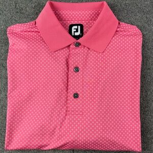FJ FootJoy Mens Short Sleeve Golf Polo Shirt Size L Pink/White